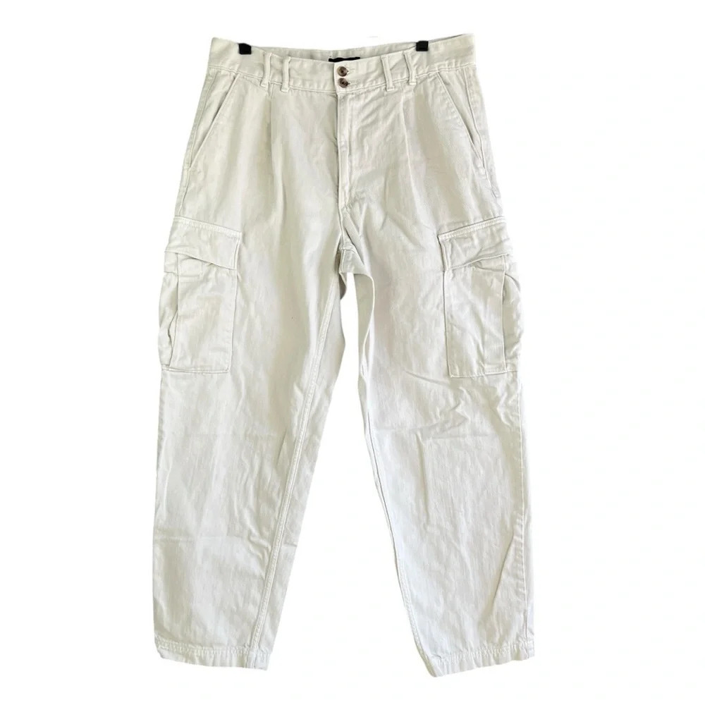 BANANA REPUBLIC Lou Ultra High Rise Cargo Pants Transition Cream Size 31 / 12